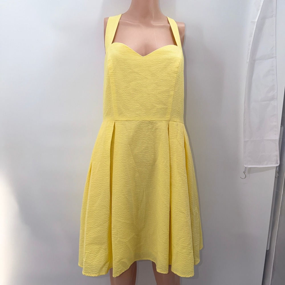 Lauren James L Yellow Seersucker Preppy Southern Belle Tie Back Halter‎ Coastal